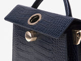 LAZEL MINI CROC ショルダーレザーバッグ / Wani Navy