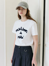 MAISON DE ROLA EMBROIDERY T-SHIRT WH+NV