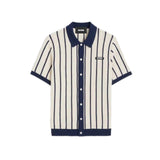 Ivory&Navy Stripe Short Sleeve Cardigan