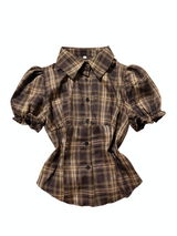 Brown Check Balloon Shirt