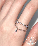 Snowflake Layered Chain Cubic Ring