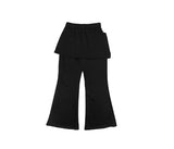Wooeun Layered Bootcut Button Wrap Skirt Pants