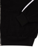 UNISEX フェイクファー フード付き ジップアップ ブラック (FCE4ZP657M)