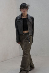 Studded pattern cotton pants