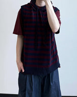 Broad Stripe Knit Hoodie Vest
