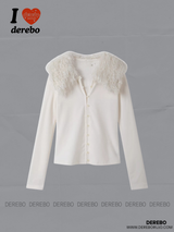 Tinker Bell Fur Wide Collar Long-Sleeved T-Shirt