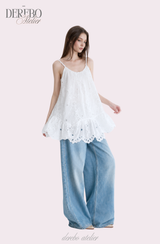 Punching Daisy White Sleeveless Dress 