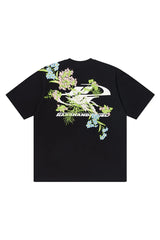 フローラルエンブロイダードロゴTシャツ