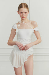 MEMORY WRAP SKIRT white