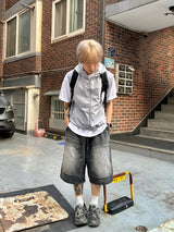 ダブルニーデニム カーペンターバミューダパンツ 2C