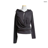 (3color) Cowl Two-Way Neck Stripe Hoodie