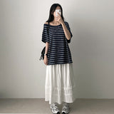 Watt Unfooted Off Shoulder Stripe Boxy Fit Short Sleeve