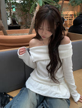Punk Snap Button Brushed Off-Shoulder Knit