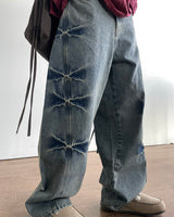 Pin Curved Denim Pants