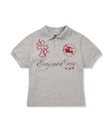 Horse Emblem Embroidered Collar T-shirt - Gray