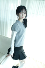 Angora Half-Puff Short-Sleeved Knitwear (2color)