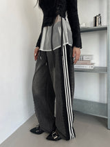 2WAYレースワイドデニムトレーニングバンディングロングパンツ (2 colors)
