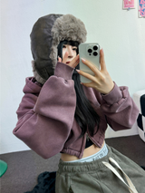 ピグメントハーディークロップドフーディージップアップ ❤🩶🤎 3COLOR