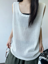 Dai Oversized Loose Mesh Longline Sleeveless Top 4color