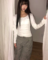 ミュートUネックポケットロングスリーブTシャツ