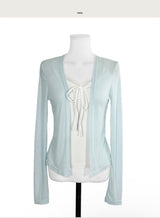 peppermint lace sleeveless top + tone see-through cd set