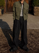 Double pocket herringbone pants