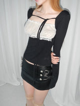 lily mesh shirring bolero top(2 color) 