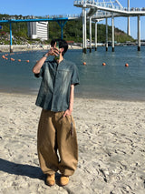 Double-Stitch Denim Short-Sleeve Shirt (2 Colors)