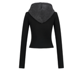 [mnem] Button Fur Hoodie Top
