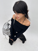 (SOFT-FIT/FALL EFFORTLESS CHIC) ソフトロングスリムボディシャーピングオフショルダーニット