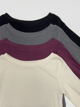Boat Neck Tension Long Sleeve T-Shirt