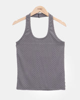 Roden Shell Button Dot Halter Sleeveless Top