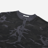 Camouflage Henley Neck Short Sleeved T-shirt