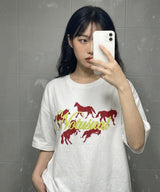 Red Pixel Horse Over-fit T-Shirts - 4COLOR
