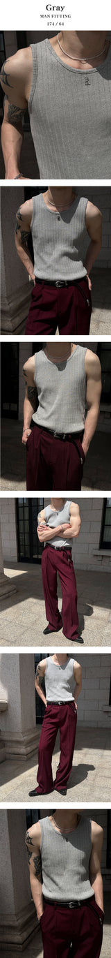 [S/S] High ribbed logo sleeveless(6color)