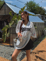 バスケットVネックメッシュ半袖Tシャツ