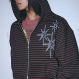 Untitled Starrynight Small Stripe Hood Zip Up Wine Black