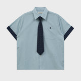 Tie SET Check Half Shirt