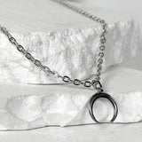 ss-Reverse Moon chain necklace_silver