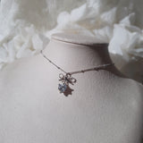 [NMIXX Sullyoon Necklace] デインティハート＆リボンセミチョーカーネックレス - シルバーカラー