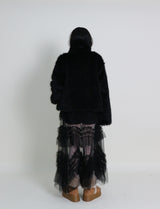 レイチェル 2ベルトディテールショート丈ファージャケット (Lining Quilted)