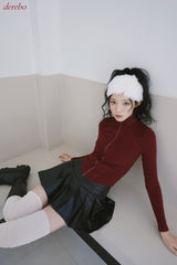 leather pleated pants mini skirt