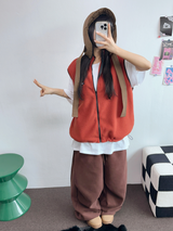 シープフリース🐑🧸スナップツーピンタックストリングバルーンワイドロングパンツ 🧸🩶🖤💚4カラー