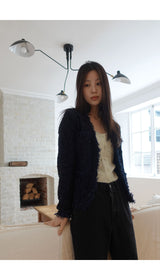 Night blue tweed cardigan (jacket)