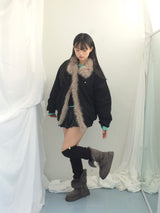 Milkfur high neck suede jumper