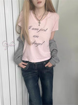 VネックショートスリーブTシャツ (2 Colors）