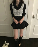 [ back ribbon ] rose - land lace bustier top
