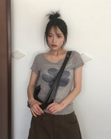 Camen Flower See-Through Short Sleeve T-Shirt