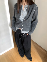 Layered Split Round Cardigan