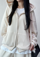 Wide Balloon Set-Up Shiny Velvet Big Hood Zip-Up Hoodie 🖤🐣 3 COLOR